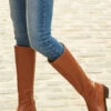 Luna Tan Leather Flat Knee High Boot -Sosandar Fashion Store web 04 s20ow009nl s21tk375nl a20bd002be 267 2