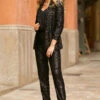 Black Sequin Tapered Trousers -Sosandar Fashion Store web 08 a20ow051bk 024 2