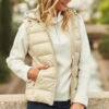 Stone Hooded Padded Gilet With Zip Pockets -Sosandar Fashion Store web 101 a21tk502 a20ow005st 020