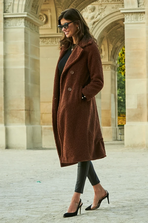 Chocolate Brown Super Cosy Longline Borg Coat 4 Chocolate Brown Super Cosy Longline Borg Coat - Image 2