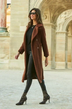 Chocolate Brown Super Cosy Longline Borg Coat 11 Chocolate Brown Super Cosy Longline Borg Coat -Sosandar Fashion Store web 1 a21ow001bn a20bd020bk 139