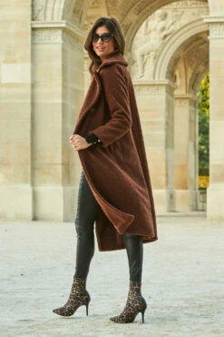 Chocolate Brown Super Cosy Longline Borg Coat 12 Chocolate Brown Super Cosy Longline Borg Coat -Sosandar Fashion Store web 1 a21ow001bn a20bd020bk 150