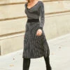 Black & White Stripe Fit & Flare Knitted Dress 2 Black & White Stripe Fit & Flare Knitted Dress -Sosandar Fashion Store web 22 s21dk314pt 004
