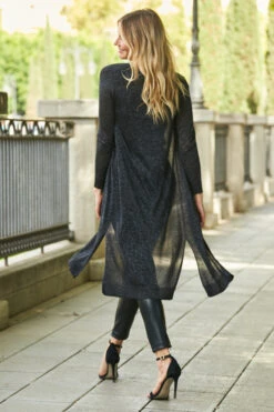 Pewter Metallic Super Sparkly Longline Cardigan -Sosandar Fashion Store web 31 a21tk562 a21tk569 000191 1