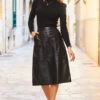 Black Leather A-Line Skirt With Pockets 1 Black Leather A-Line Skirt With Pockets -Sosandar Fashion Store web 57 a21sl003bk 053
