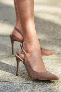 Sierra Taupe Suede Slingback Court Shoe