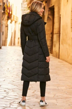 Black Longline Padded Coat With Removable Hood -Sosandar Fashion Store web 60 a21ow011 095