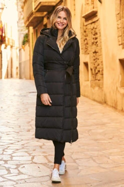 Black Longline Padded Coat With Removable Hood -Sosandar Fashion Store web 60 a21ow011 121