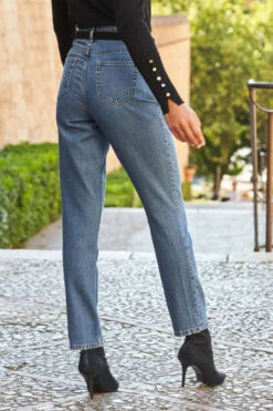 Mid Blue Straight Leg Jeans -Sosandar Fashion Store web 81 a21bd100 111 1