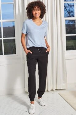 Black Luxe Silver Trim Woven Joggers 14 Black Luxe Silver Trim Woven Joggers -Sosandar Fashion Store web d1s8 s21bw003 ss19or01in a20tj033be 012 1