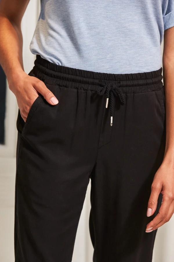 Black Luxe Silver Trim Woven Joggers 7 Black Luxe Silver Trim Woven Joggers - Image 5