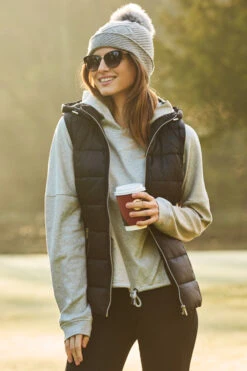 Black Padded Gilet With Zip Pockets & Hood -Sosandar Fashion Store web s33 a20ow005 108