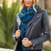Navy Blue Leather Biker Jacket 1 Navy Blue Leather Biker Jacket -Sosandar Fashion Store web scarves 040 1