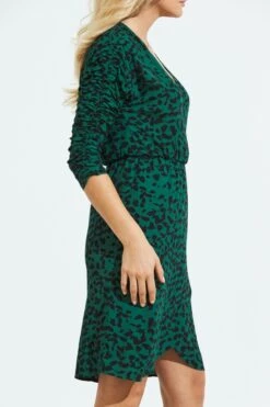 Green Leopard Print Faux Wrap Dress -Sosandar Fashion Store web shot 14 a20dw183mi0001 045