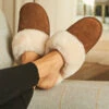 Just Sheepskin Tan Suede Mule Slippers -Sosandar Fashion Store web slippers 043 1