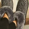 Just Sheepskin Grey Animal Print Suede Slipper Booties -Sosandar Fashion Store web slippers 050 1