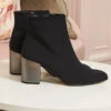 Black Metallic Heel Sock Boot 2 Black Metallic Heel Sock Boot -Sosandar Fashion Store web still life 012