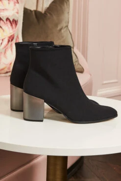 Black Metallic Heel Sock Boot