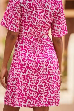Pink Animal Print Fluted Sleeve Fit & Flare Dress 12 Pink Animal Print Fluted Sleeve Fit & Flare Dress -Sosandar Fashion Store web2 2304 31 s23dw154pkan01 31 198