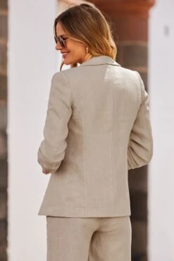 Natural Ruched Sleeve Linen Blazer 13 Natural Ruched Sleeve Linen Blazer -Sosandar Fashion Store web2 2304 57 s23bw019nl0003 s20ow006nl0003 s23tj110cm0001 57 328 1 2