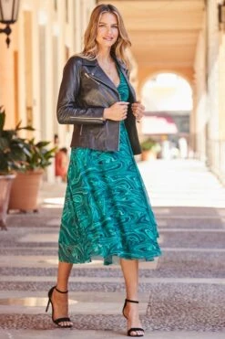 Green Marble Print Mesh Wrap Jersey Dress 14 Green Marble Print Mesh Wrap Jersey Dress -Sosandar Fashion Store web 02 s20dj030grcv01 017 1