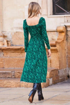 Green Animal Print Square Neck Jersey Midi Dress 9 Green Animal Print Square Neck Jersey Midi Dress -Sosandar Fashion Store web 03 s1dj106gran01 108
