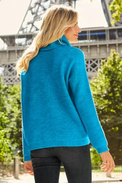 Bright Blue Roll Neck Super Soft Knitted Jumper 12 Bright Blue Roll Neck Super Soft Knitted Jumper -Sosandar Fashion Store web 04 s20ow009nl s21tk375nl a20bd002be 058