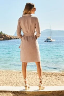 Natural Linen Belted Shirt Dress -Sosandar Fashion Store web 06 s20dw399nl0003 125