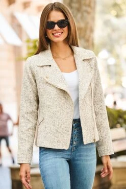 Natural Boucle Biker Jacket With Gold Zip Detail 11 Natural Boucle Biker Jacket With Gold Zip Detail -Sosandar Fashion Store web 09 s25ow032bkwe01 010 rt2