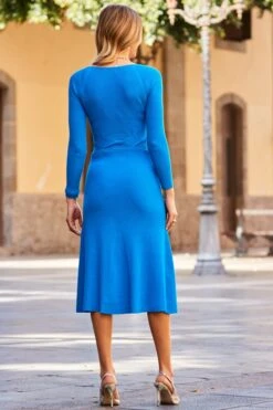 Cobalt Blue Twist Detail Fit & Flare Knitted Dress 10 Cobalt Blue Twist Detail Fit & Flare Knitted Dress -Sosandar Fashion Store web 100 s23dk853be0009 194