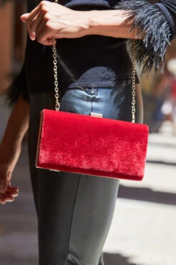 Red Velvet Clasp Detail Box Clutch Bag -Sosandar Fashion Store web 104 a22tk478bk0001 s22ow019bk0001 188 1