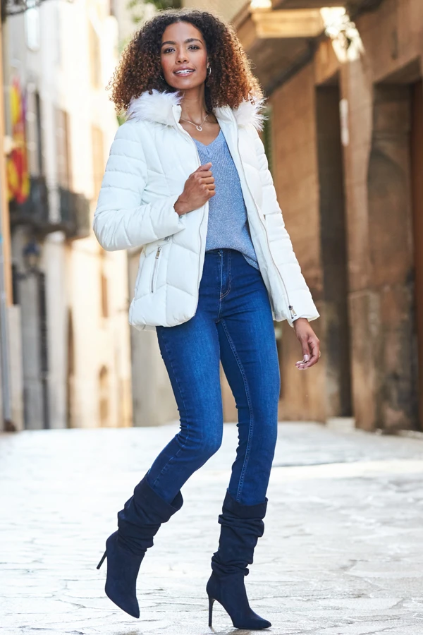 Navy Blue Belle Suede Heeled Slouch High Leg Boot 8 Navy Blue Belle Suede Heeled Slouch High Leg Boot - Image 6