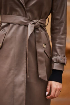 Mocha Brown Faux Leather Belted Trench Coat 22 Mocha Brown Faux Leather Belted Trench Coat -Sosandar Fashion Store web 10 aop007be0040 a19tk090bk0001 338