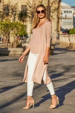 Rose Gold Metallic Super Sparkly Longline Cardigan