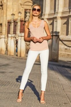 Rose Gold Metallic Super Sparkly Vest Top