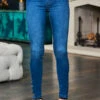 Mid Blue Button Detail Hem Jeggings -Sosandar Fashion Store web 11 s23bd007be0010 s22tj008pk0020 029