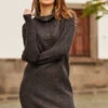 Charcoal Grey Half Zip Knitted Dress 2 Charcoal Grey Half Zip Knitted Dress -Sosandar Fashion Store web 13 a21dk502gy 016
