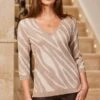 Champagne Gold Metallic Animal Jacquard Jumper -Sosandar Fashion Store web 13 a21tk550bk0001 23bp002bk0001 049