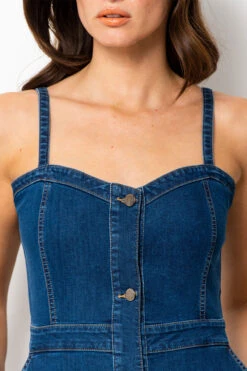 Mid Blue Button Front Denim Dress 11 Mid Blue Button Front Denim Dress -Sosandar Fashion Store web 14052019 sosandar 3093 crop