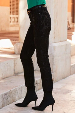 Black Textured Animal Print Coated Slim Leg Jeans -Sosandar Fashion Store web 14 a22tj008gn0049 113