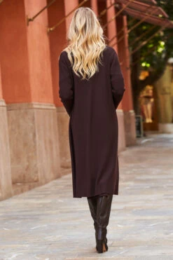 Chocolate Brown Longline Button Front Cardigan 13 Chocolate Brown Longline Button Front Cardigan -Sosandar Fashion Store web 14 a21dk501 a21tk500 a21fw045pt 180 1