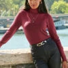 Wine Roll Neck Gold Zip Detail Jumper -Sosandar Fashion Store web 17 a20tk008rd0011 166 rc