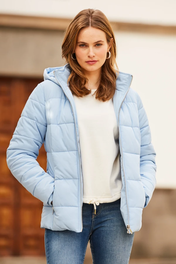 Powder Blue Premium Padded Jacket With Silver Zip Pockets 4 Powder Blue Premium Padded Jacket With Silver Zip Pockets - Image 2