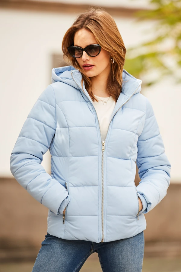 Powder Blue Premium Padded Jacket With Silver Zip Pockets 7 Powder Blue Premium Padded Jacket With Silver Zip Pockets - Image 5