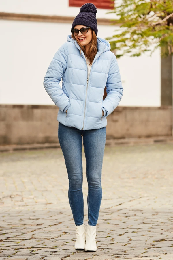 Powder Blue Premium Padded Jacket With Silver Zip Pockets 3 Powder Blue Premium Padded Jacket With Silver Zip Pockets