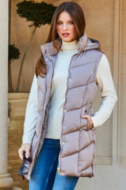 Taupe Padded Gilet With Pockets