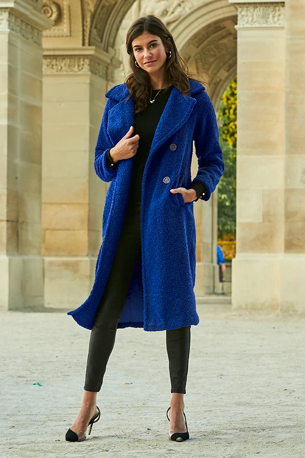 Cobalt Blue Super Cosy Longline Borg Coat 3 Cobalt Blue Super Cosy Longline Borg Coat