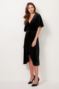 Black Velvet Wrap Dress 12 Black Velvet Wrap Dress -Sosandar Fashion Store web 2018 11 15 sosandar ecom shot 20 006