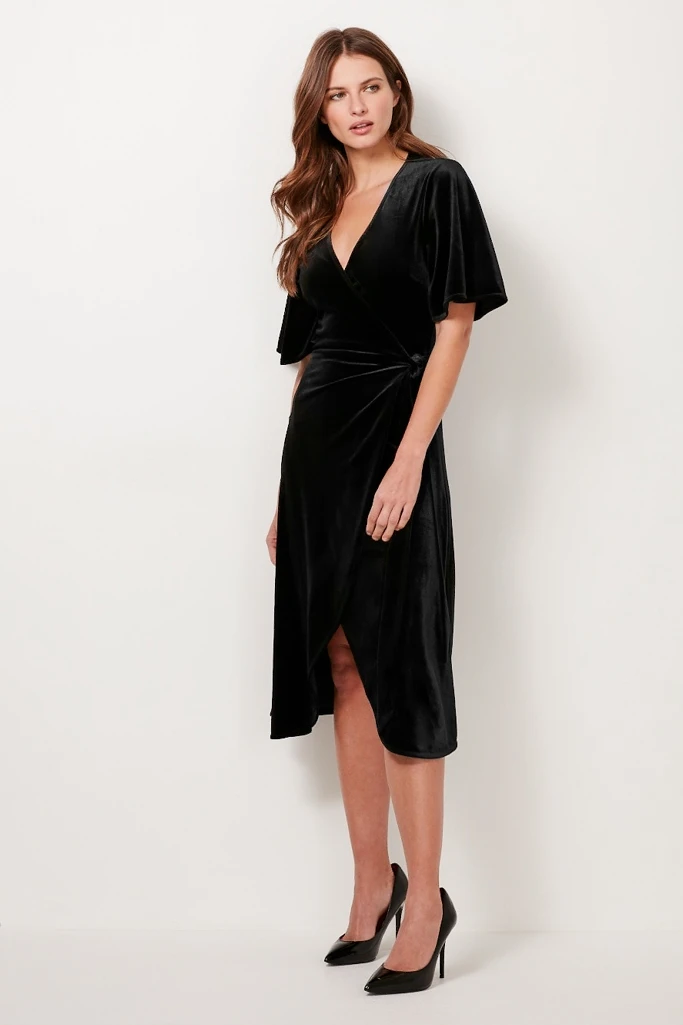 Black Velvet Wrap Dress 6 Black Velvet Wrap Dress - Image 4