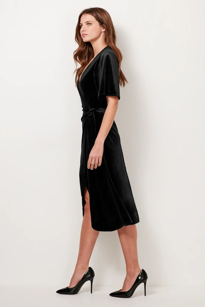 Black Velvet Wrap Dress 4 Black Velvet Wrap Dress - Image 2